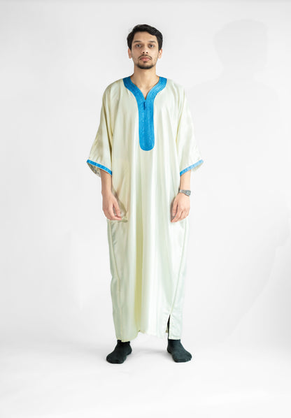 Blue on White - Moroccan Thobe