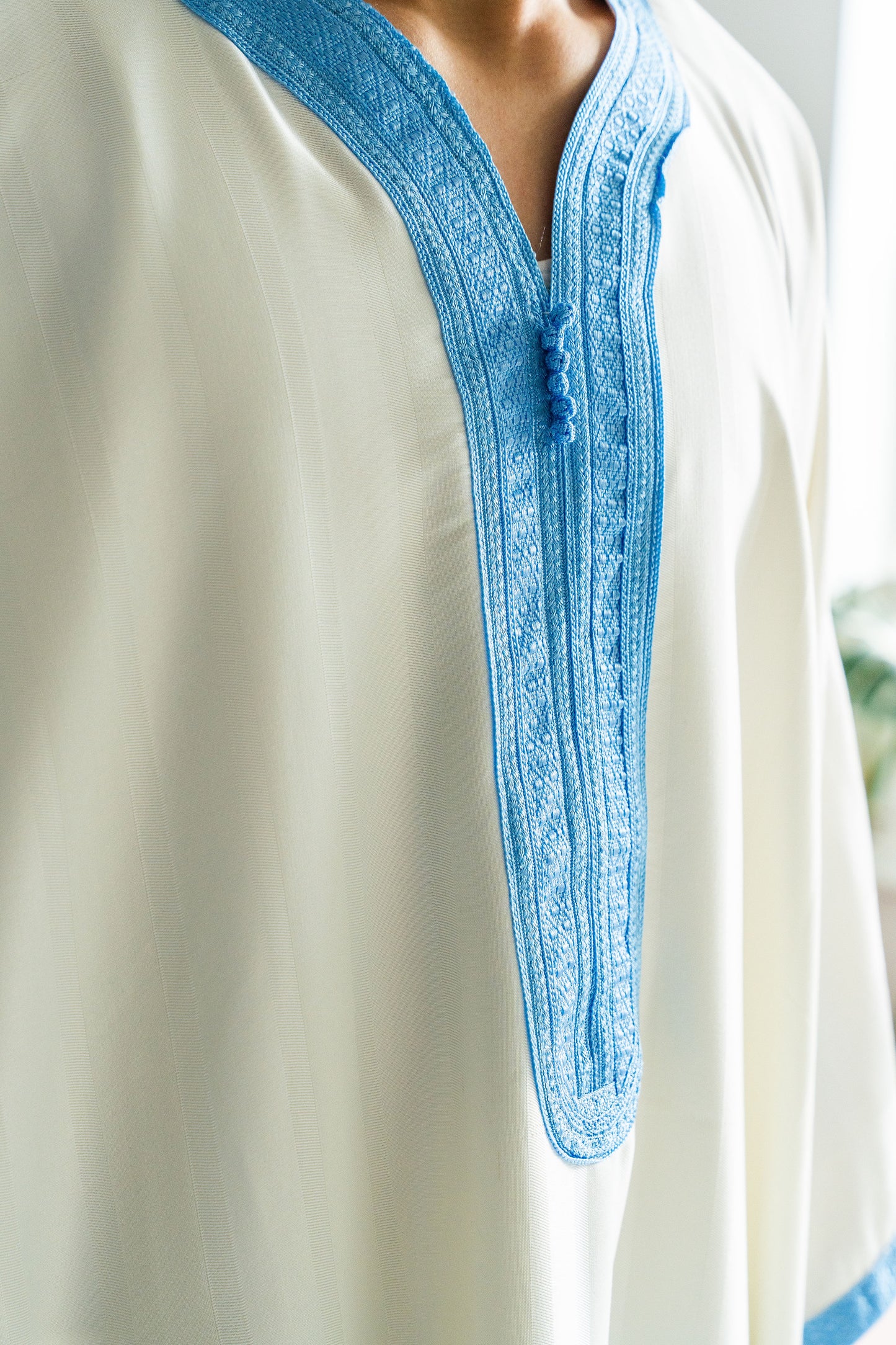 Blue on White - Moroccan Thobe